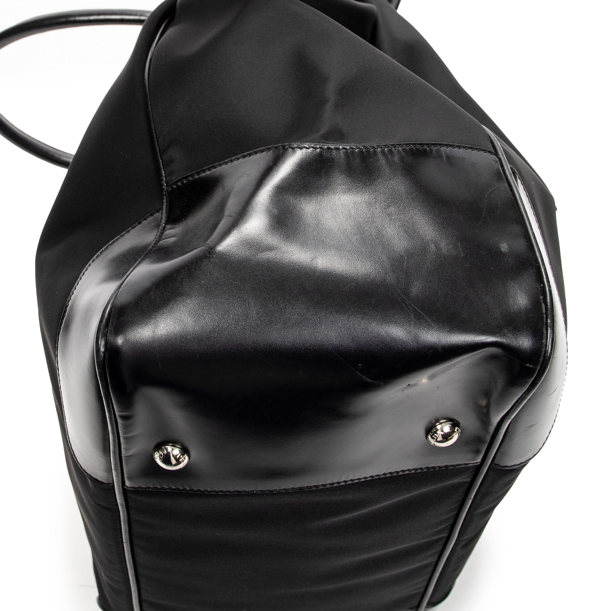 Shoulder Bag Frame Dome Tote Black Nylon Canvas