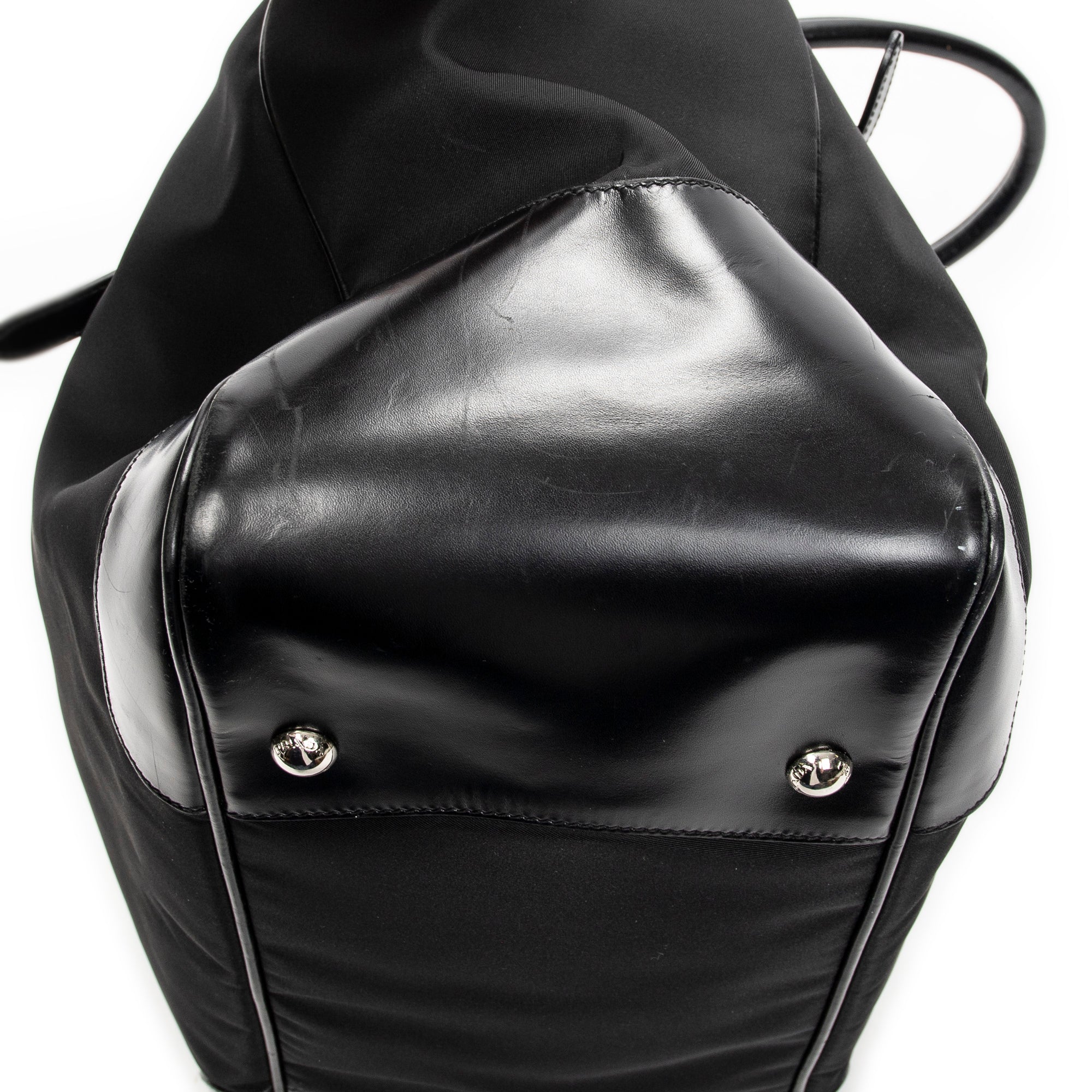 Shoulder Bag Frame Dome Tote Black Nylon Canvas
