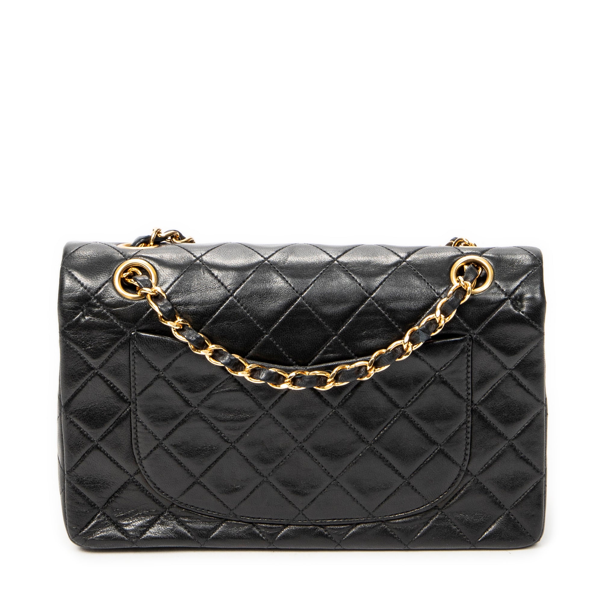 Shoulder Bag Classic Double Flap 23 Black Quilted Lambskin Leather
