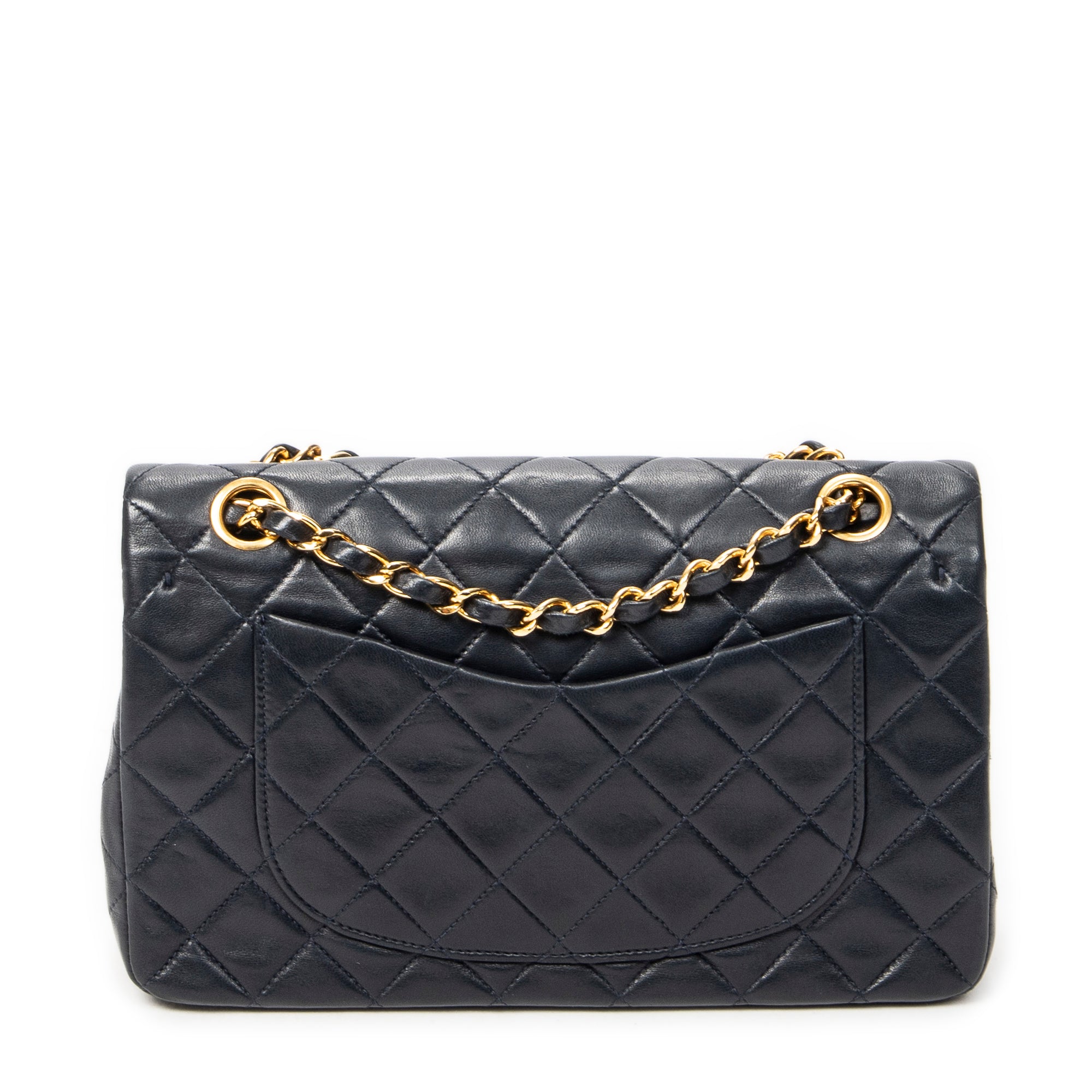 Shoulder Bag Classic Double Flap 23 Navy Quilted Lambskin Leather