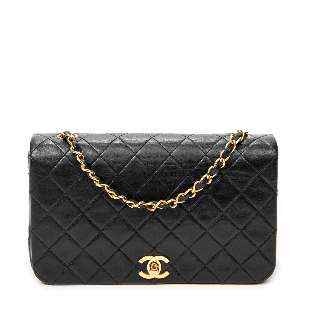 Shoulder Bag Mademoiselle Full Flap Black Quilted Lambskin Leather