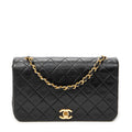 Shoulder Bag Mademoiselle Full Flap Black Quilted Lambskin Leather
