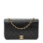 Shoulder Bag Mademoiselle Full Flap Black Quilted Lambskin Leather