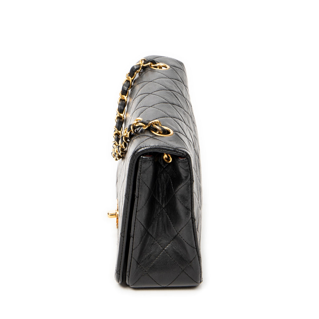 Shoulder Bag Mademoiselle Full Flap Black Quilted Lambskin Leather