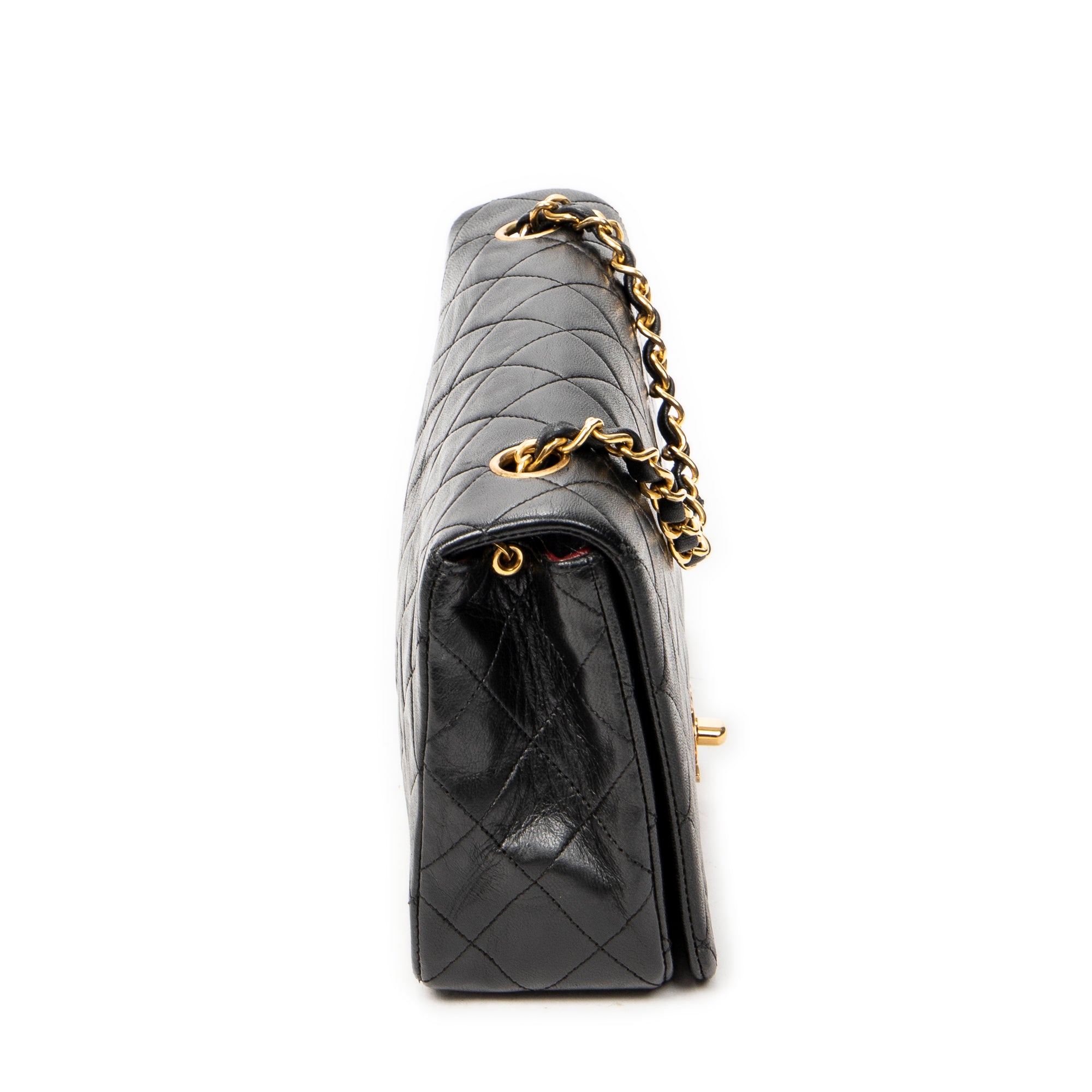 Shoulder Bag Mademoiselle Full Flap Black Quilted Lambskin Leather