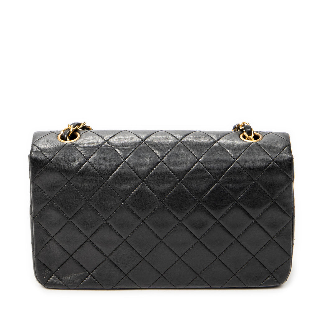 Shoulder Bag Mademoiselle Full Flap Black Quilted Lambskin Leather