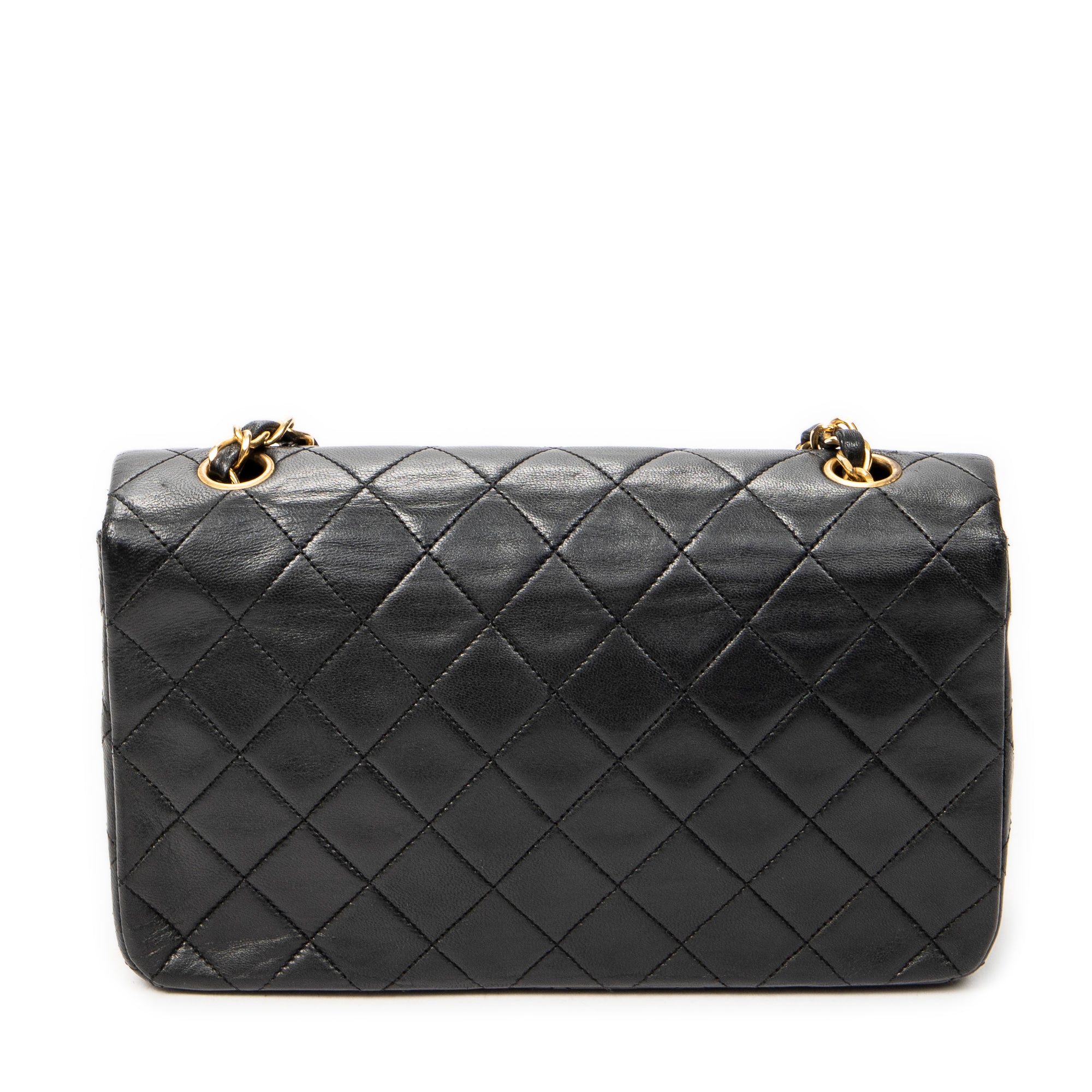 Shoulder Bag Mademoiselle Full Flap Black Quilted Lambskin Leather