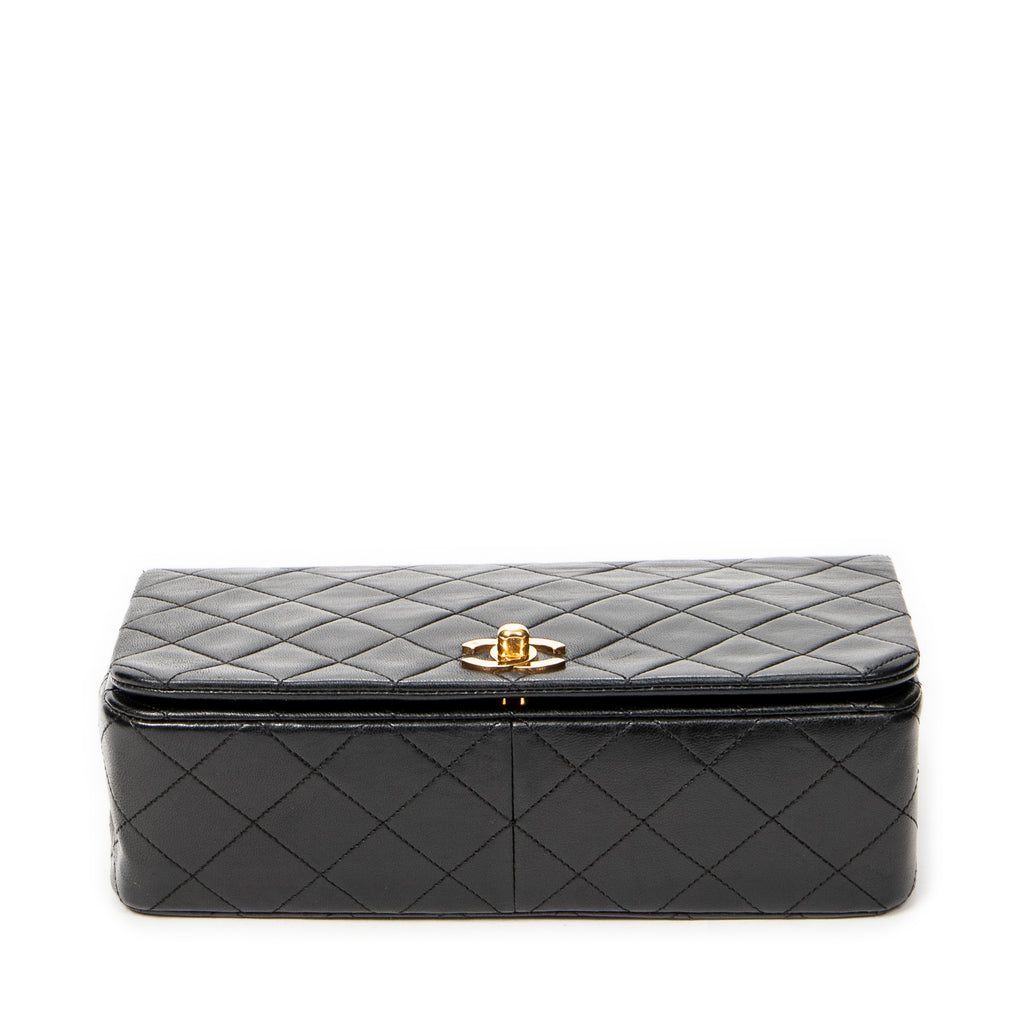 Shoulder Bag Mademoiselle Full Flap Black Quilted Lambskin Leather