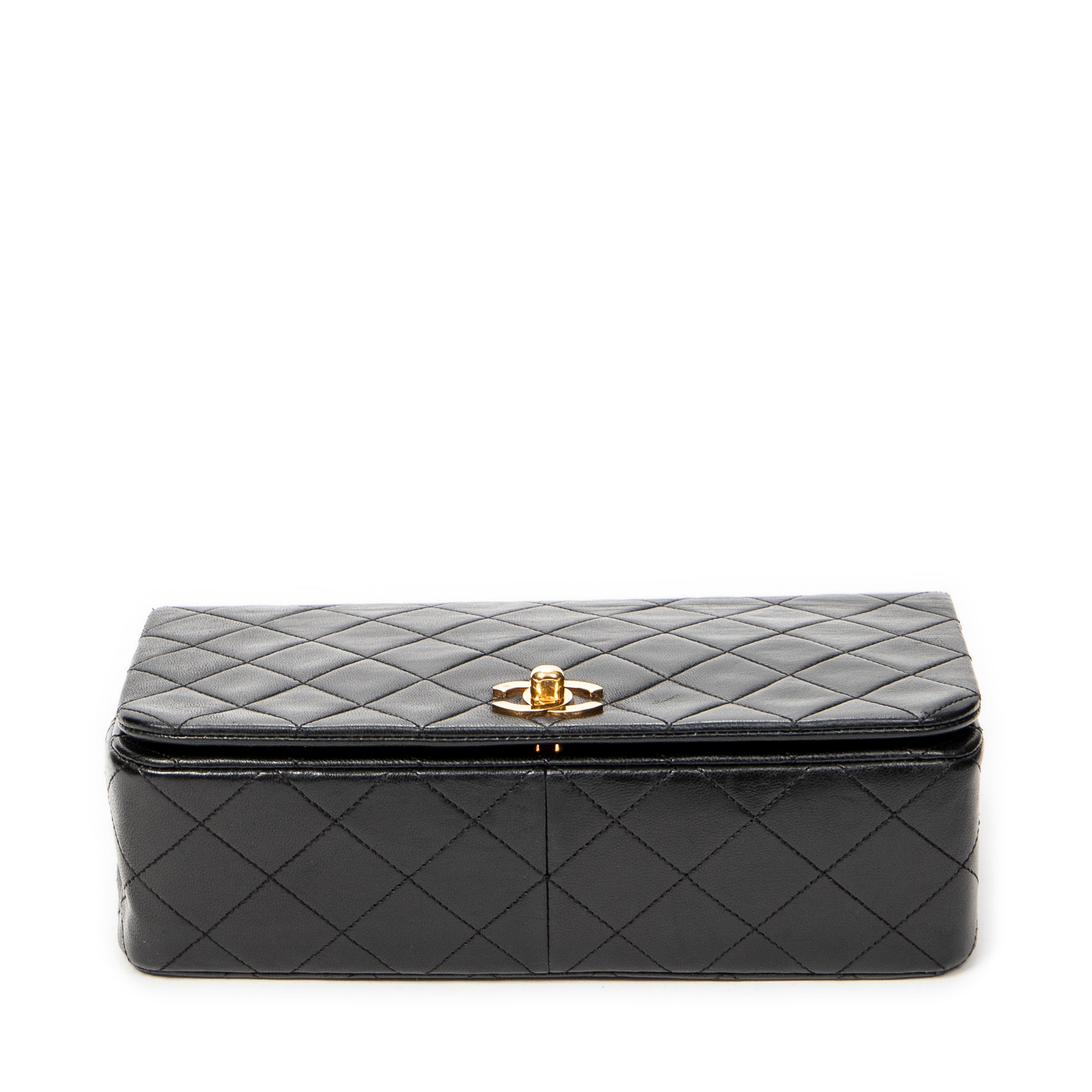 Shoulder Bag Mademoiselle Full Flap Black Quilted Lambskin Leather