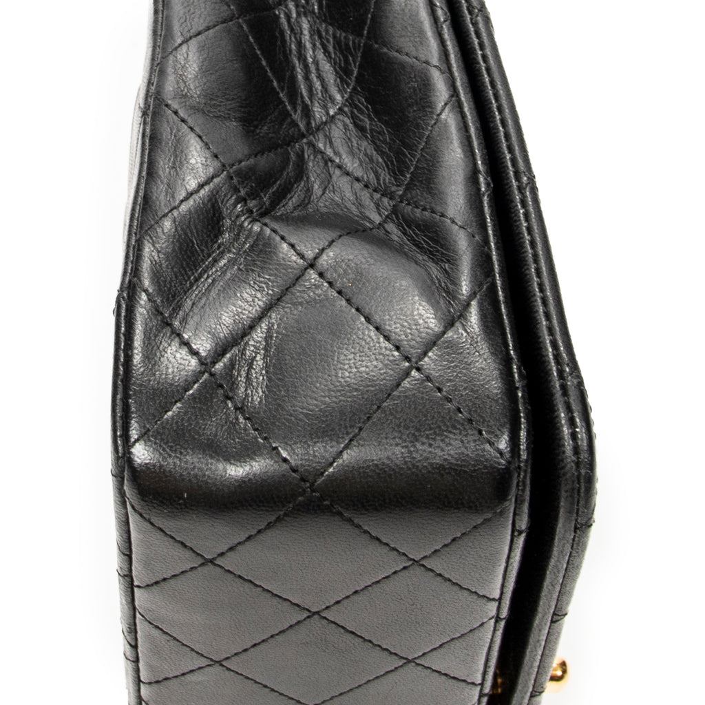 Shoulder Bag Mademoiselle Full Flap Black Quilted Lambskin Leather