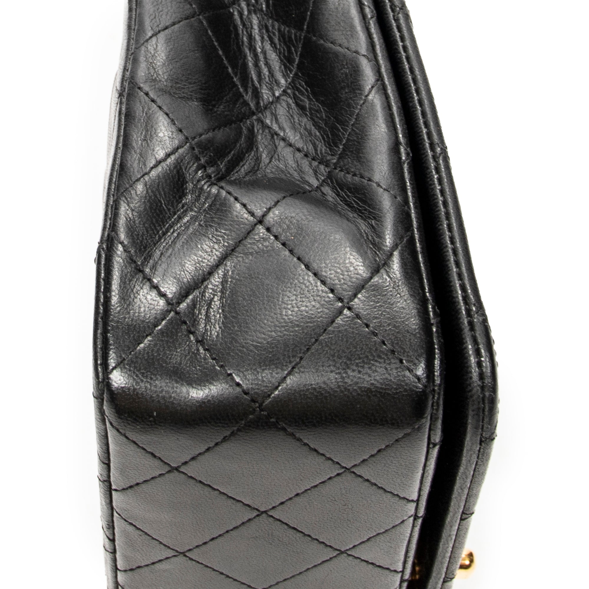 Shoulder Bag Mademoiselle Full Flap Black Quilted Lambskin Leather