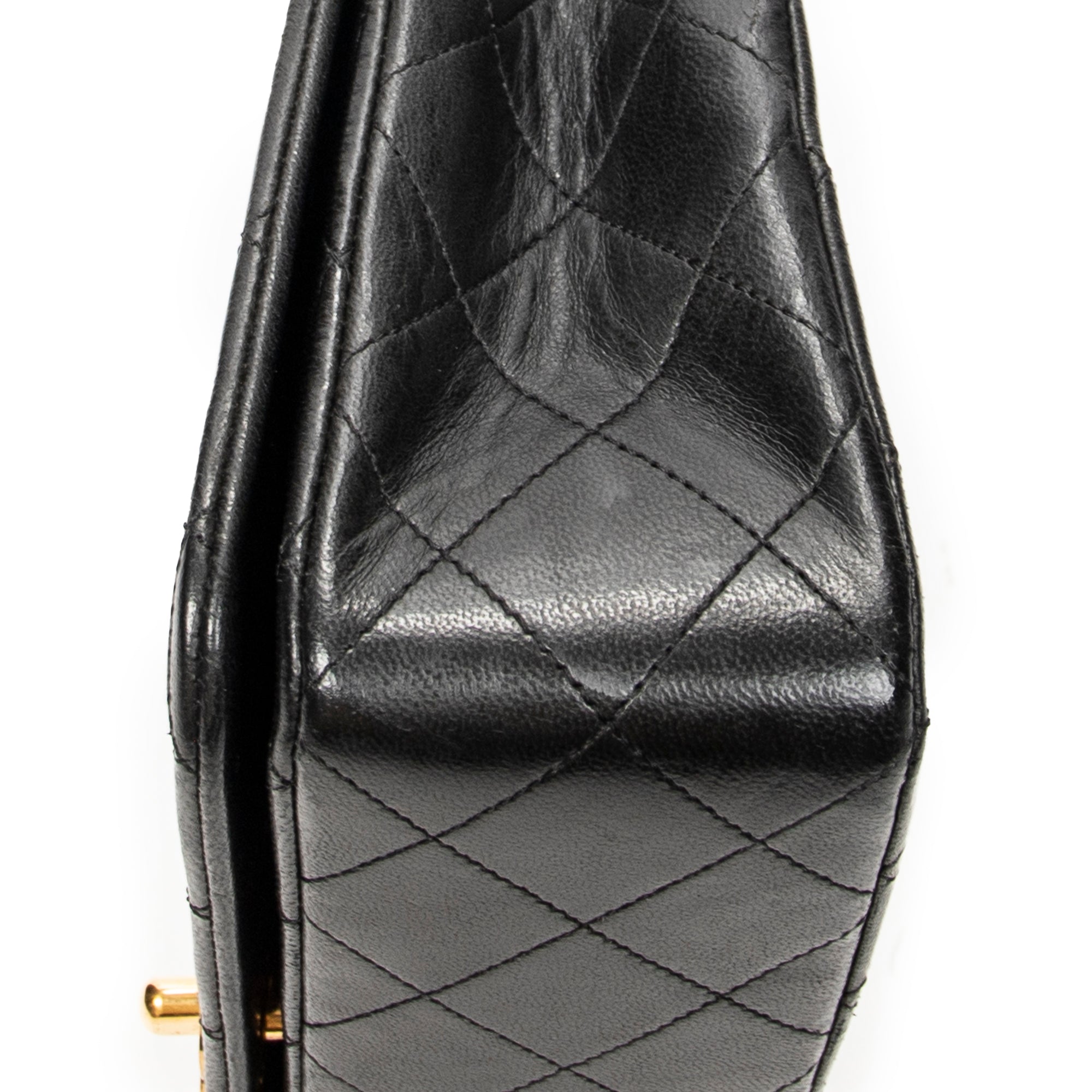 Shoulder Bag Mademoiselle Full Flap Black Quilted Lambskin Leather