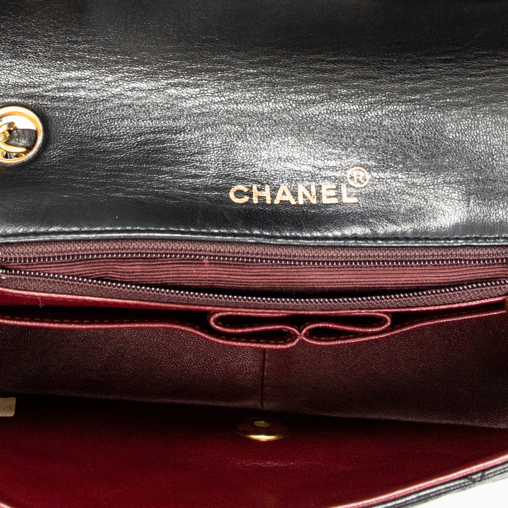 Shoulder Bag Mademoiselle Full Flap Black Quilted Lambskin Leather