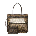 Shoulder Bag Mesh 1974 FF Tote Brown Zucca Mesh Glazed Canvas