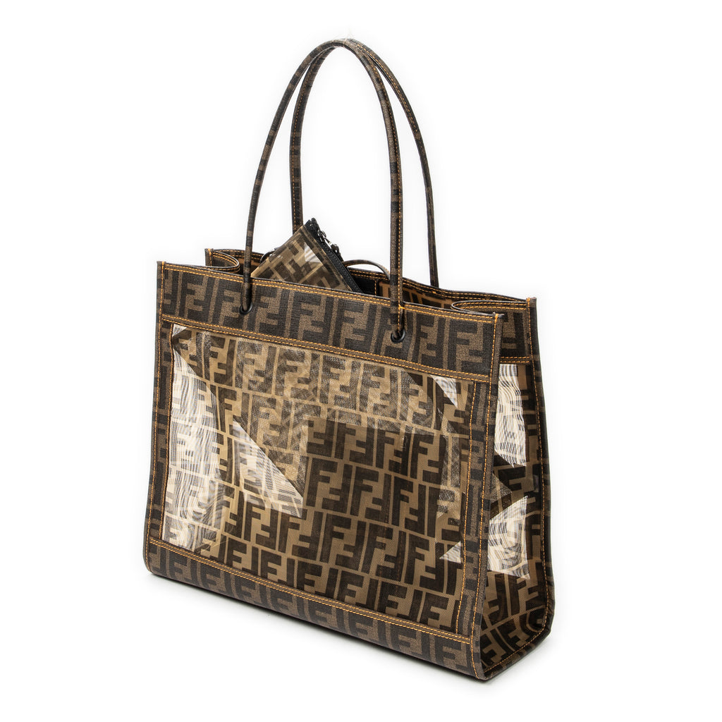 Shoulder Bag Mesh 1974 FF Tote Brown Zucca Mesh Glazed Canvas