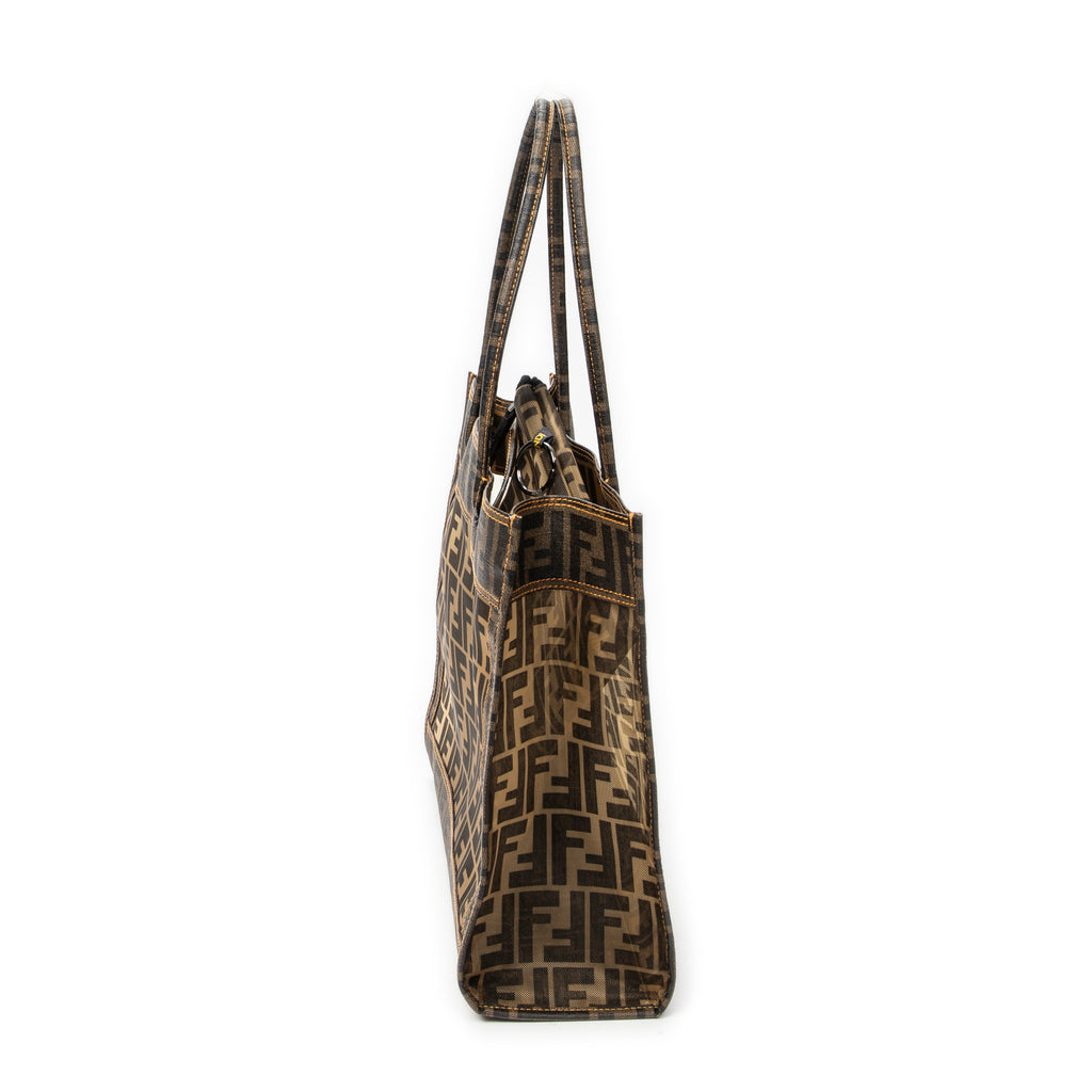 Shoulder Bag Mesh 1974 FF Tote Brown Zucca Mesh Glazed Canvas