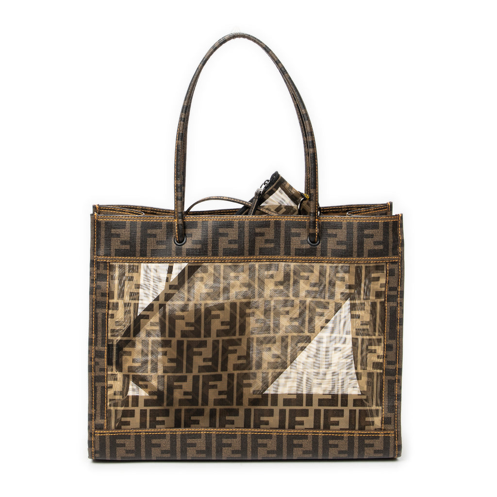 Shoulder Bag Mesh 1974 FF Tote Brown Zucca Mesh Glazed Canvas
