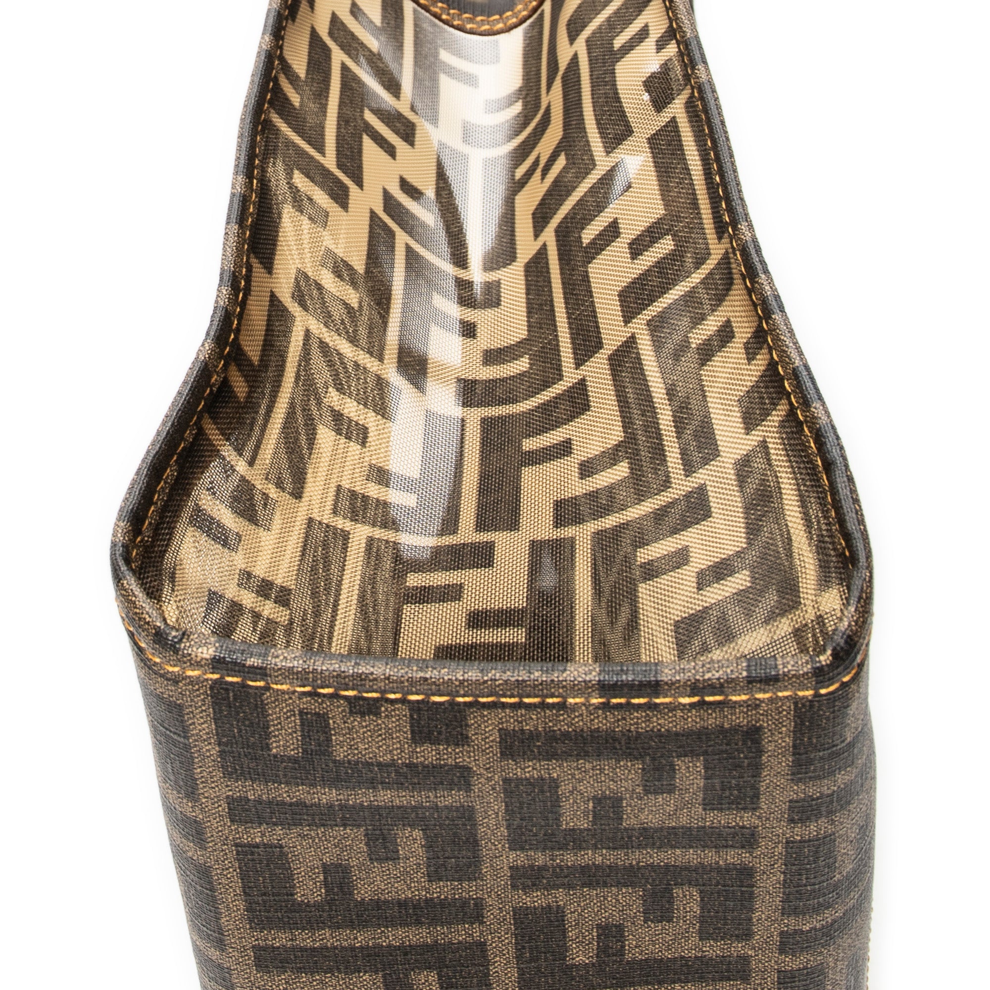 Shoulder Bag Mesh 1974 FF Tote Brown Zucca Mesh Glazed Canvas