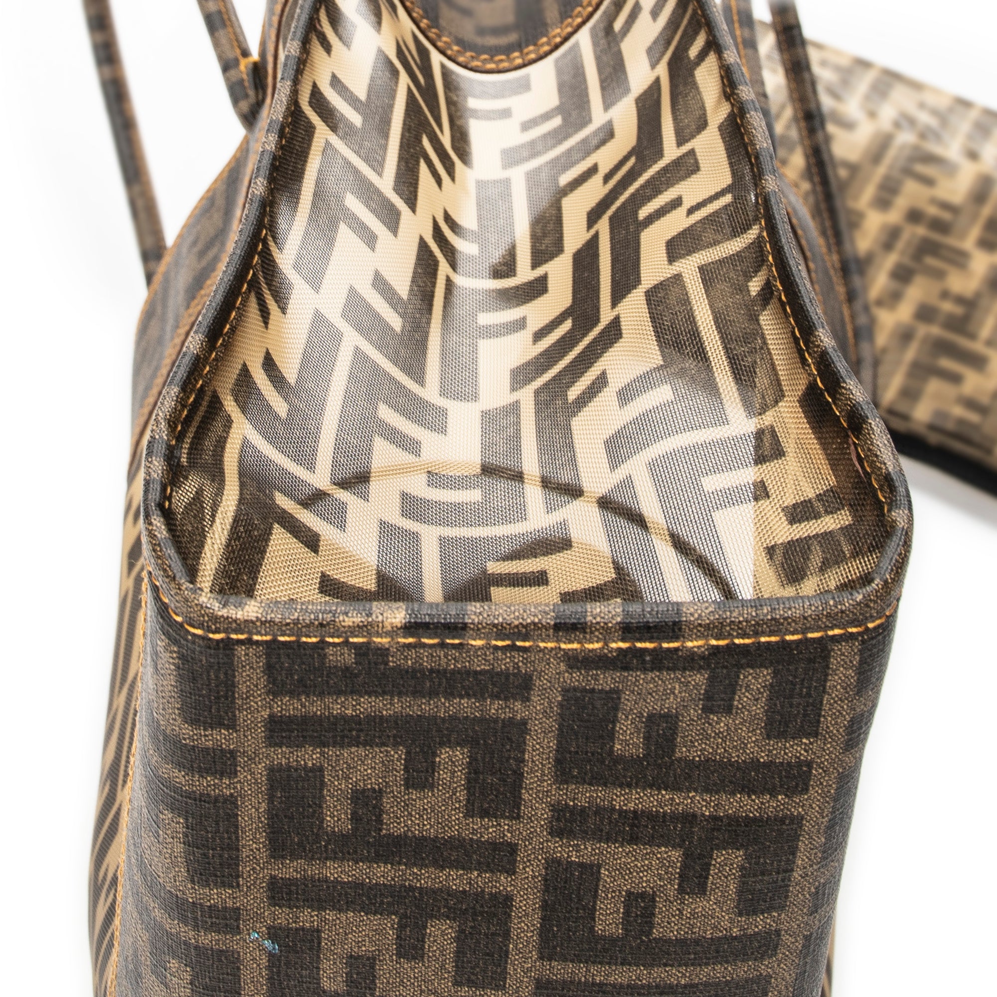 Shoulder Bag Mesh 1974 FF Tote Brown Zucca Mesh Glazed Canvas