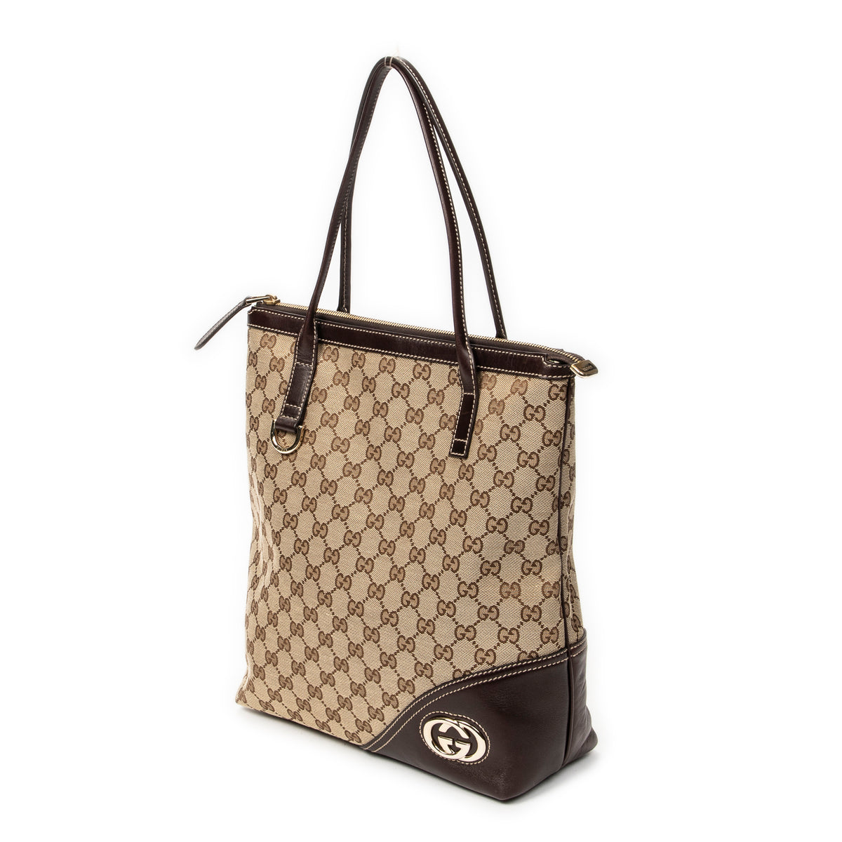 Shoulder Bag Vertical Britt Tote Beige Monogrammed Canvas
