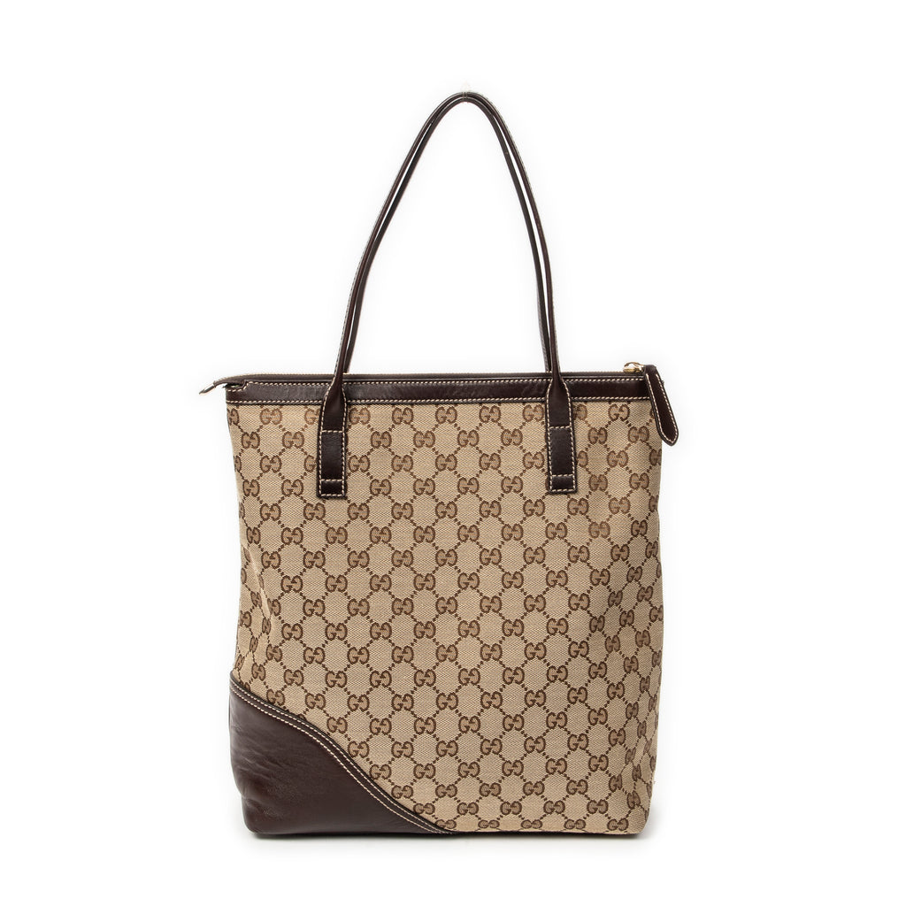 Shoulder Bag Vertical Britt Tote Beige Monogrammed Canvas