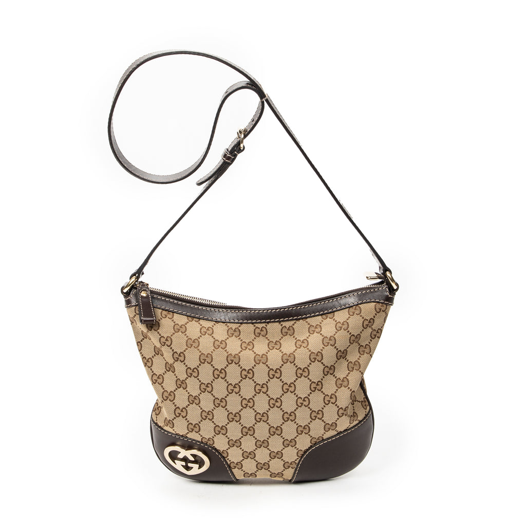 Shoulder Bag Lovely Heart Crossbody Beige Monogrammed Canvas