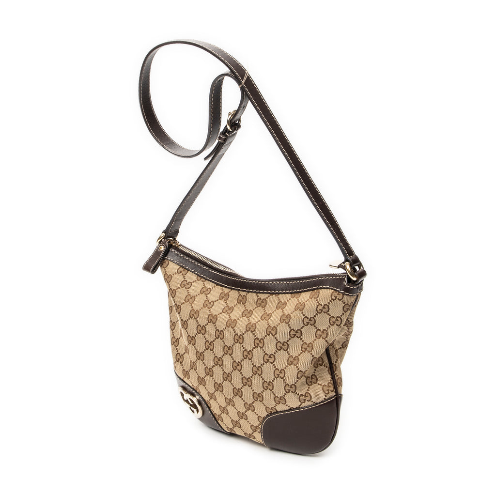 Shoulder Bag Lovely Heart Crossbody Beige Monogrammed Canvas