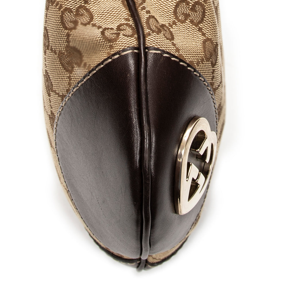 Shoulder Bag Lovely Heart Crossbody Beige Monogrammed Canvas