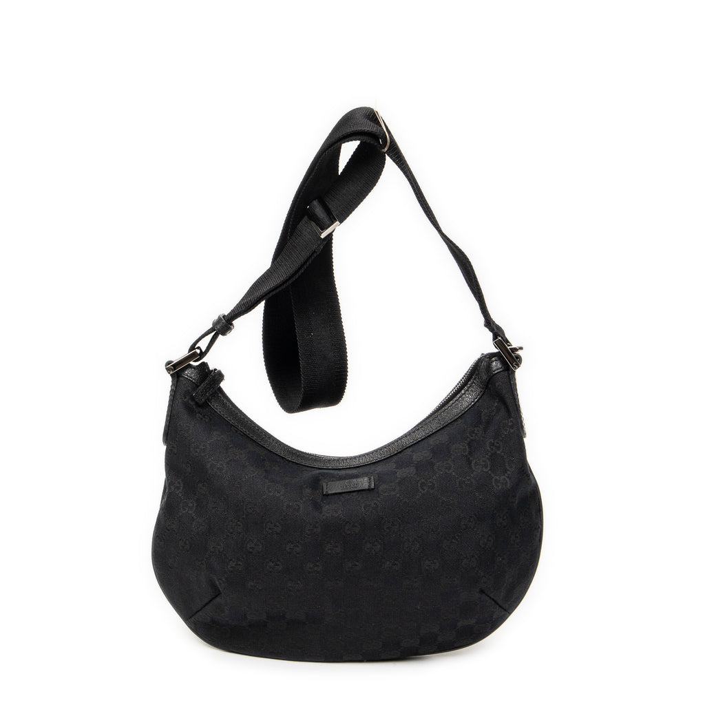 Bolso de Hombro Media Luna Bandolera Lona Monogrammed Negro