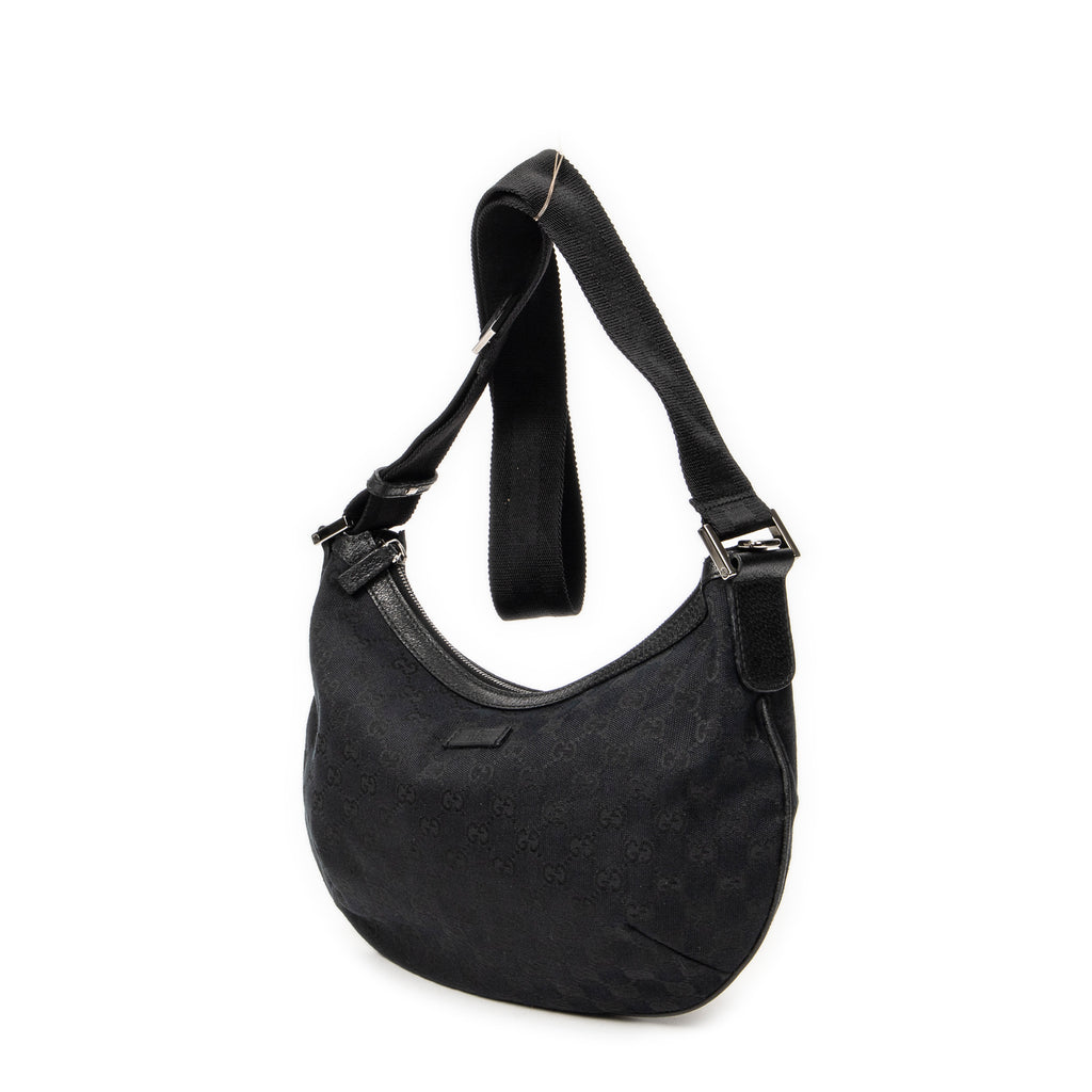 Shoulder Bag Halfmoon Messenger Black Monogrammed Canvas