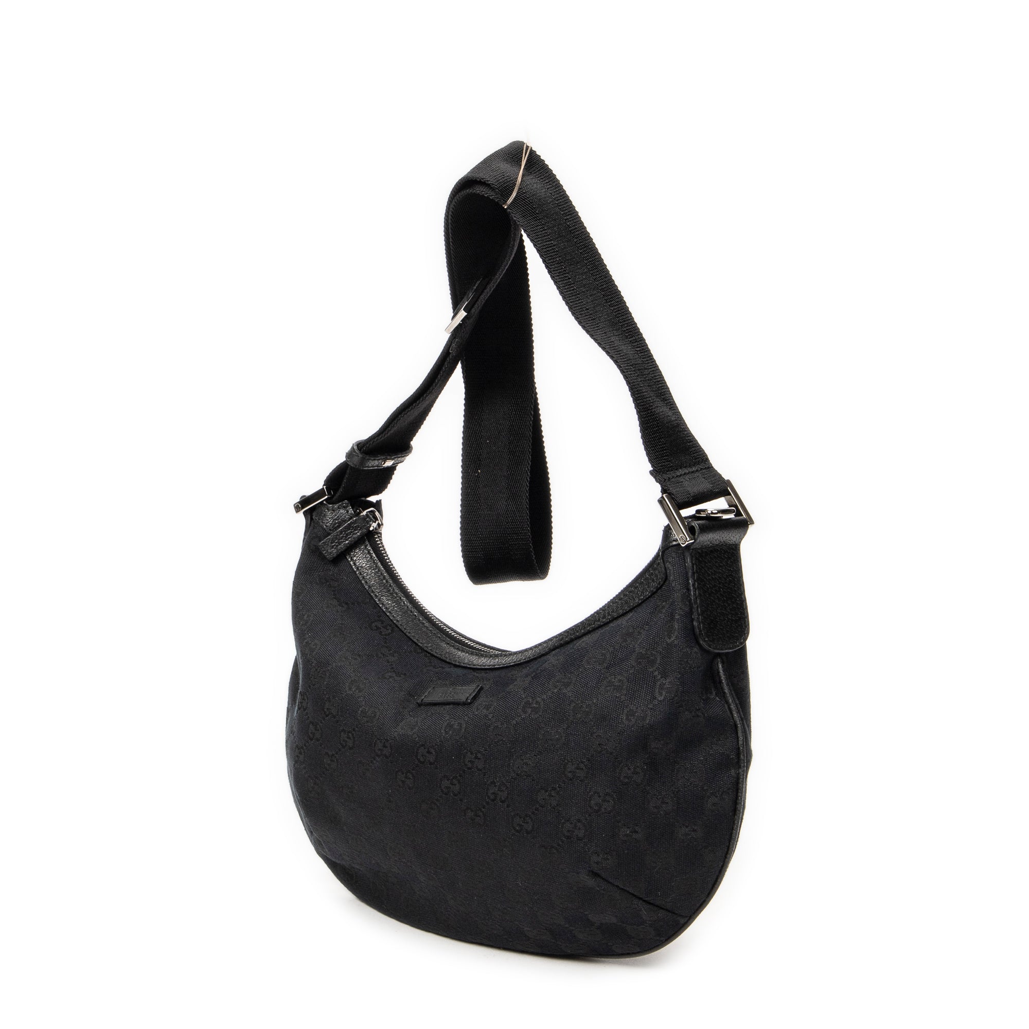 Shoulder Bag Halfmoon Messenger Black Monogrammed Canvas
