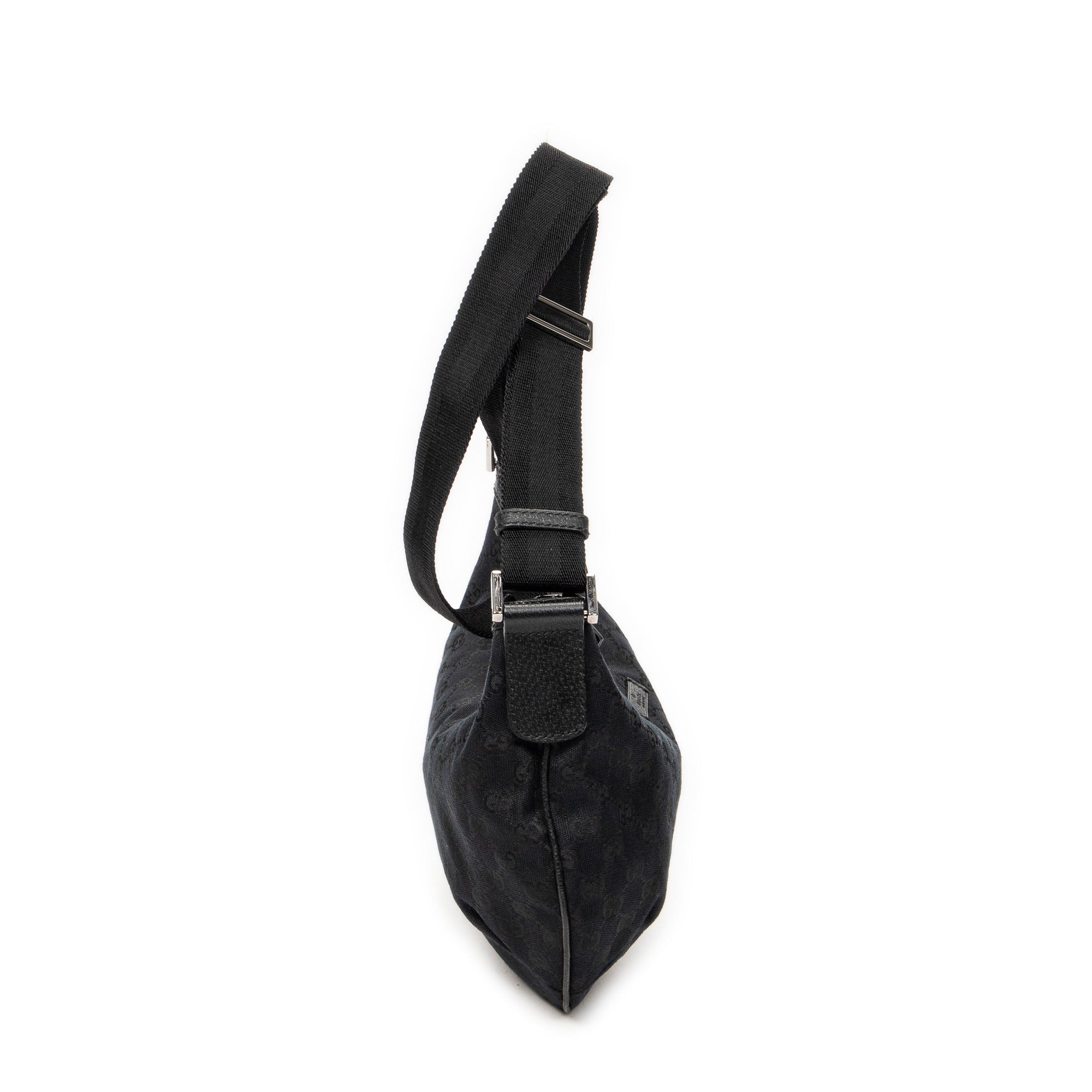 Shoulder Bag Halfmoon Messenger Black Monogrammed Canvas