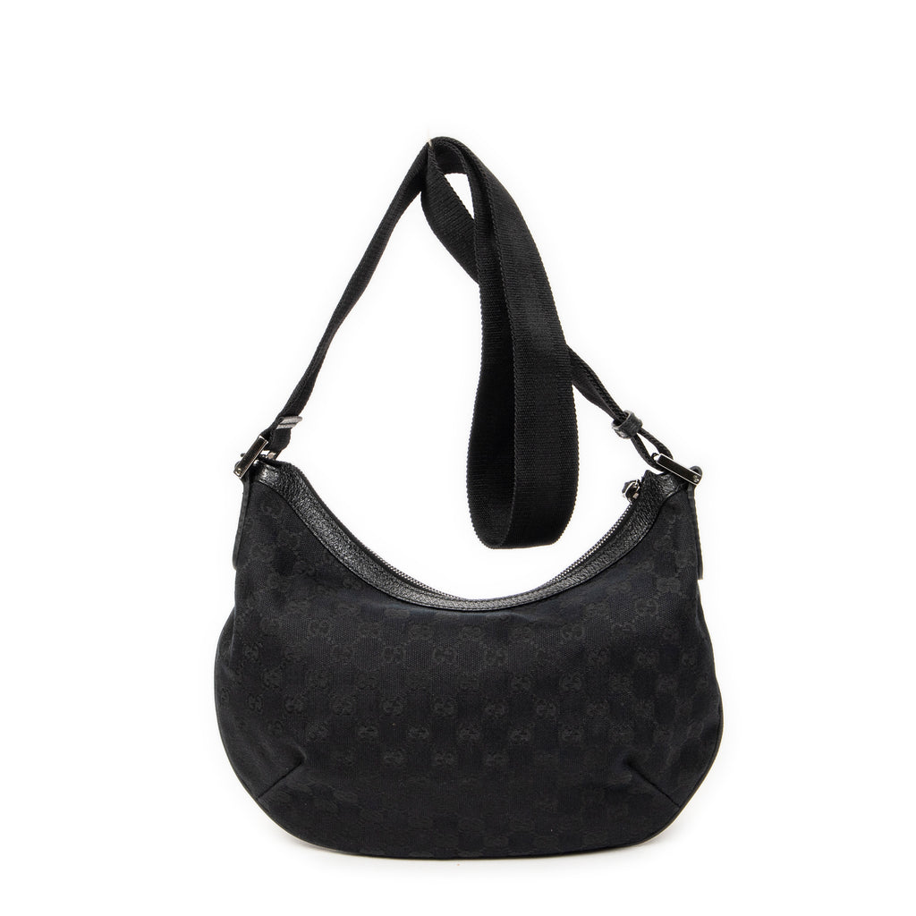 Bolso de Hombro Media Luna Bandolera Lona Monogrammed Negro