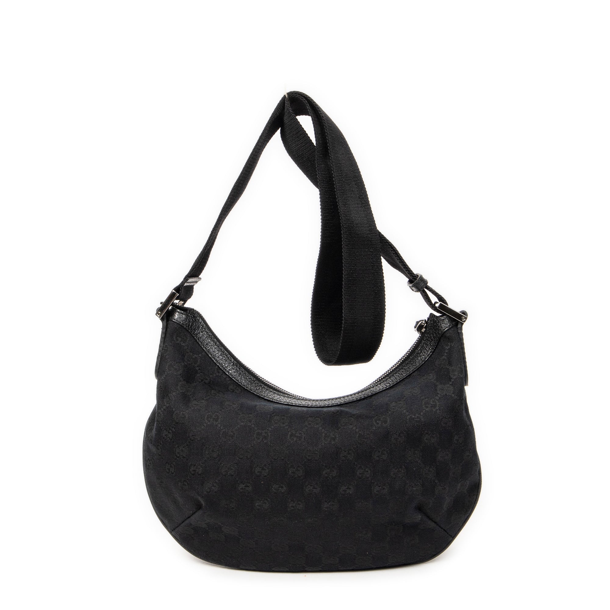 Bolso de Hombro Media Luna Bandolera Lona Monogrammed Negro