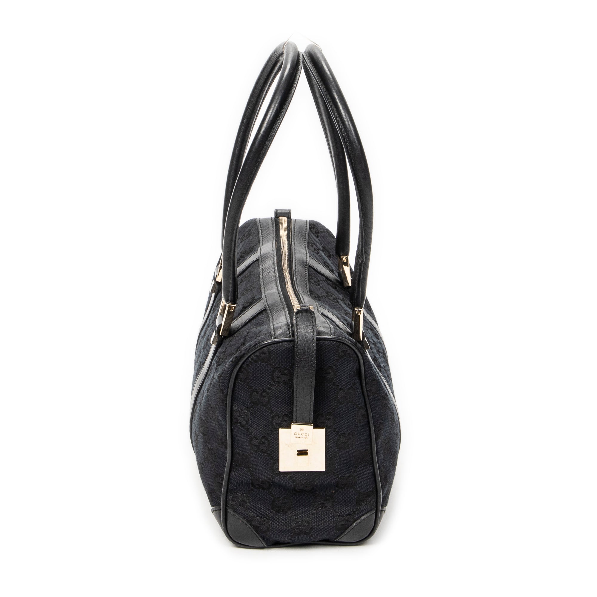 Shoulder Bag Small Boston Black Monogrammed Canvas