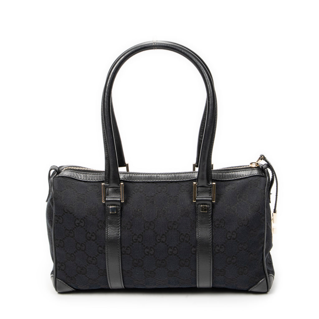 Shoulder Bag Small Boston Black Monogrammed Canvas
