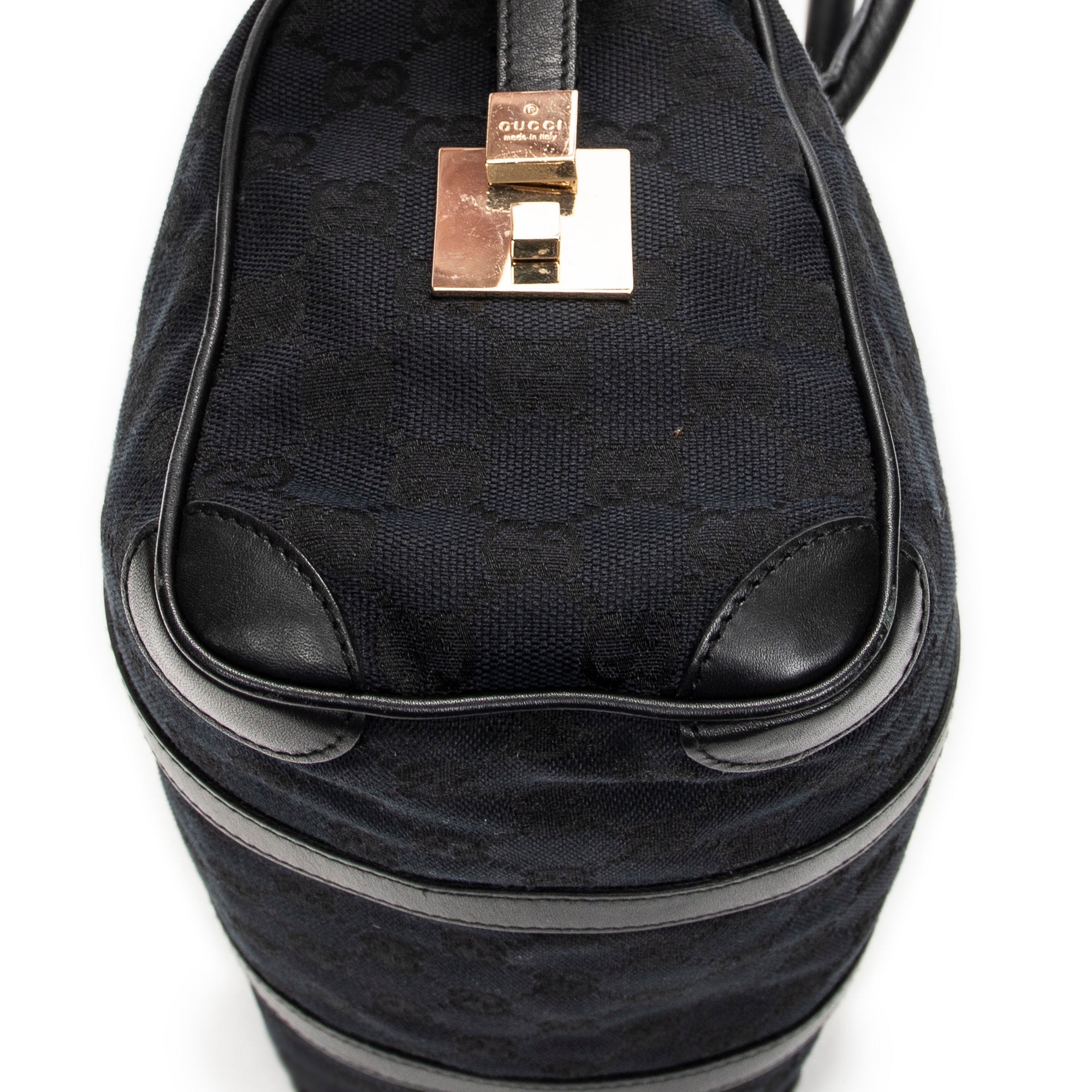 Shoulder Bag Small Boston Black Monogrammed Canvas