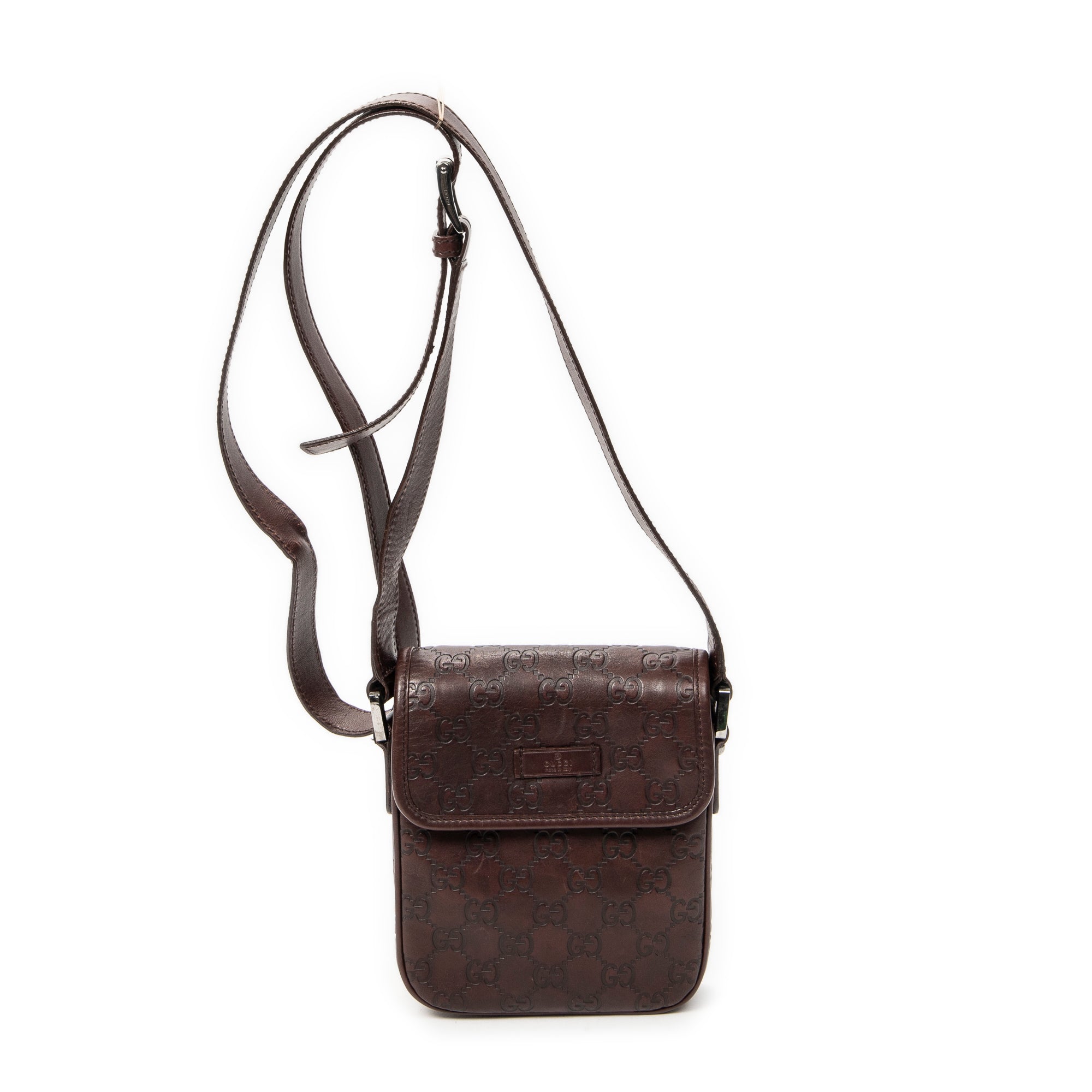 Shoulder Bag Mini Flap Crossbody Dark Brown Guccissima Leather