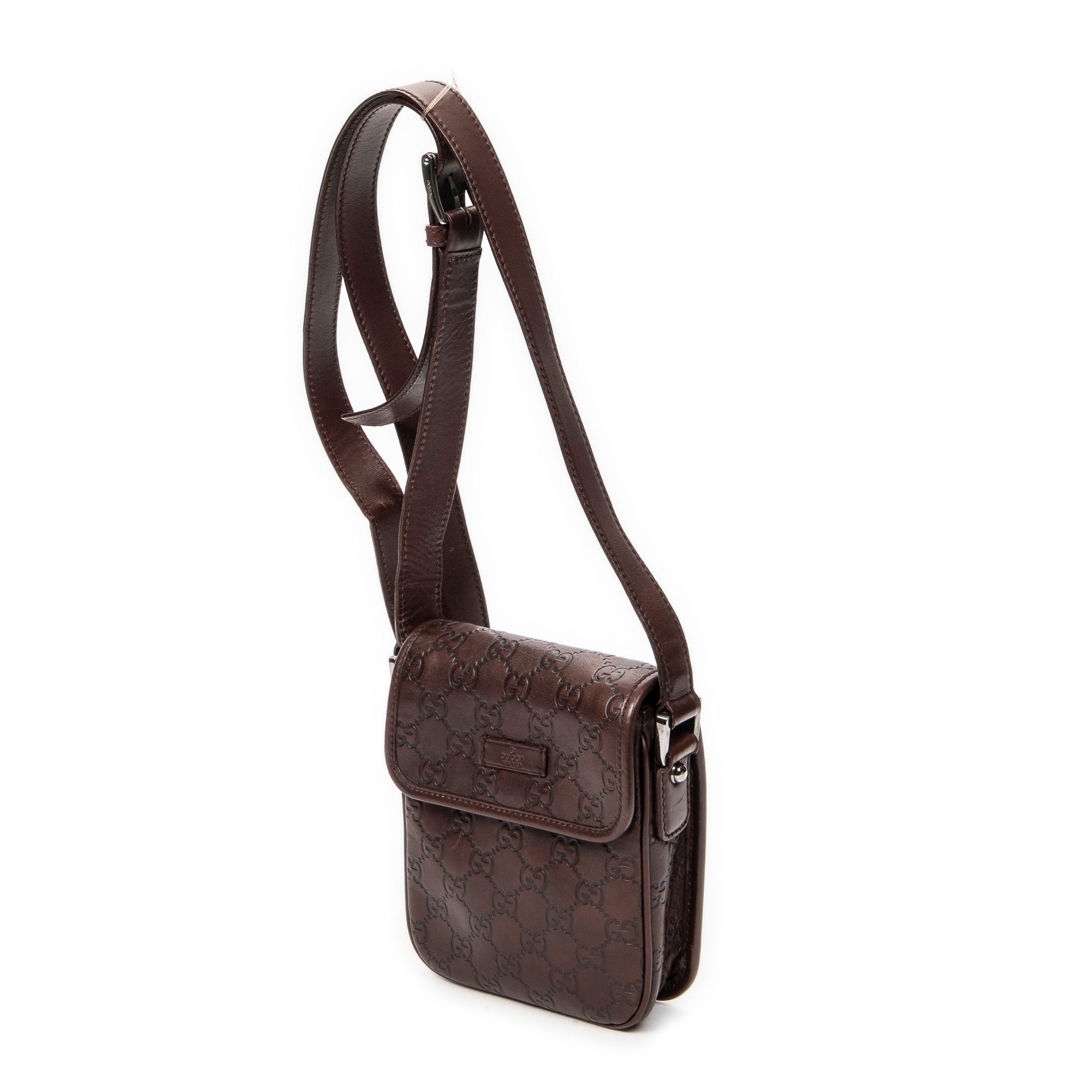 Shoulder Bag Mini Flap Crossbody Dark Brown Guccissima Leather