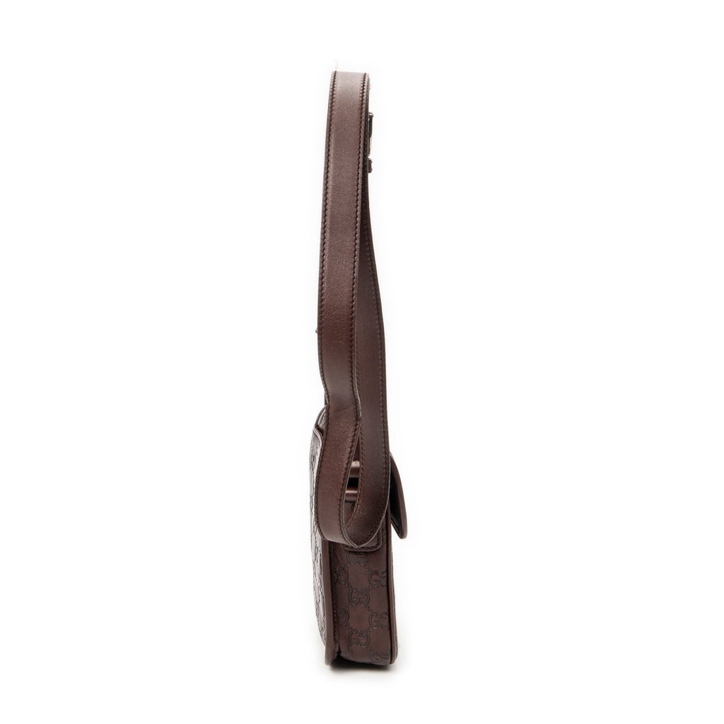 Shoulder Bag Mini Flap Crossbody Dark Brown Guccissima Leather