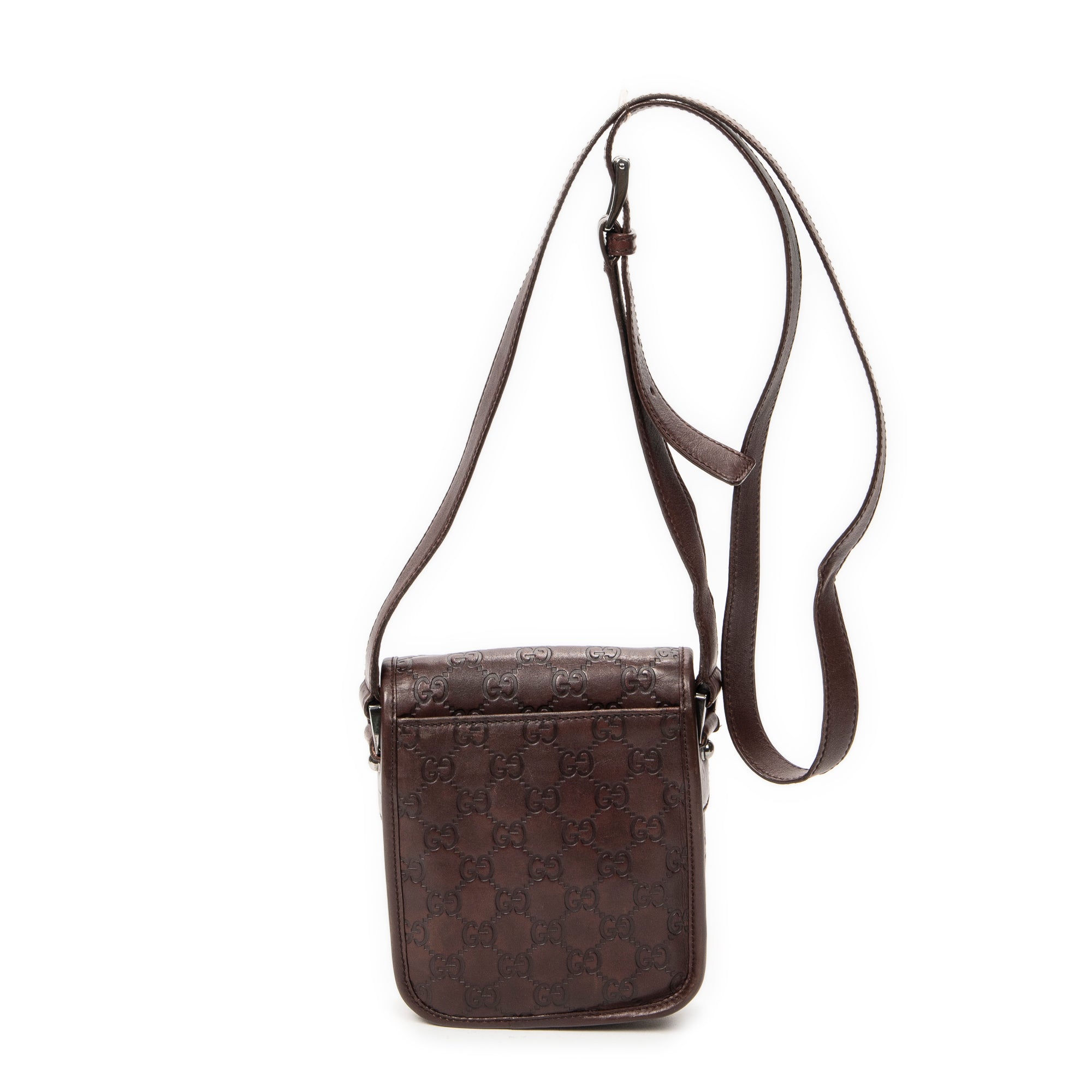 Shoulder Bag Mini Flap Crossbody Dark Brown Guccissima Leather