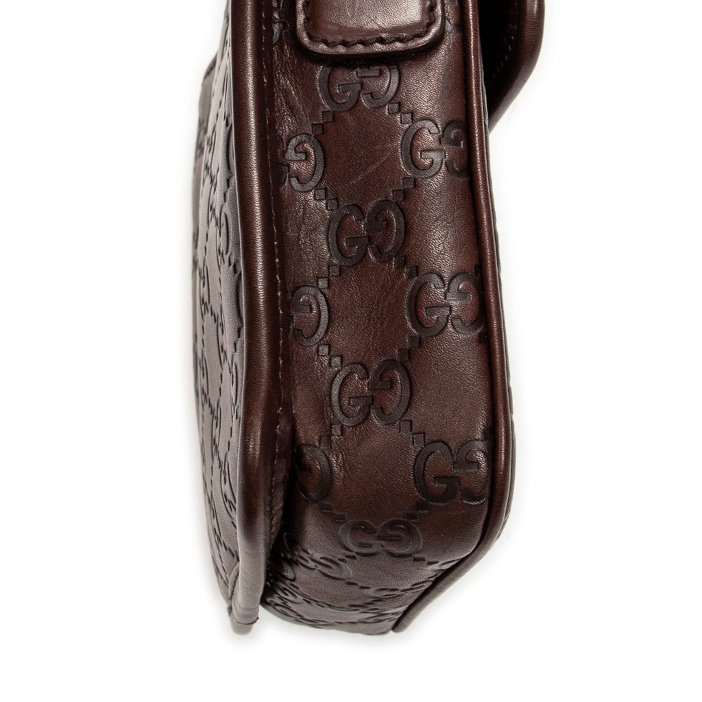 Shoulder Bag Mini Flap Crossbody Dark Brown Guccissima Leather