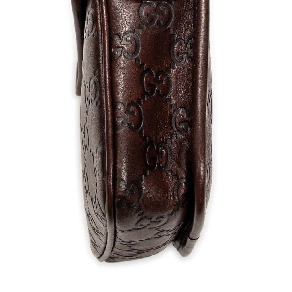 Shoulder Bag Mini Flap Crossbody Dark Brown Guccissima Leather