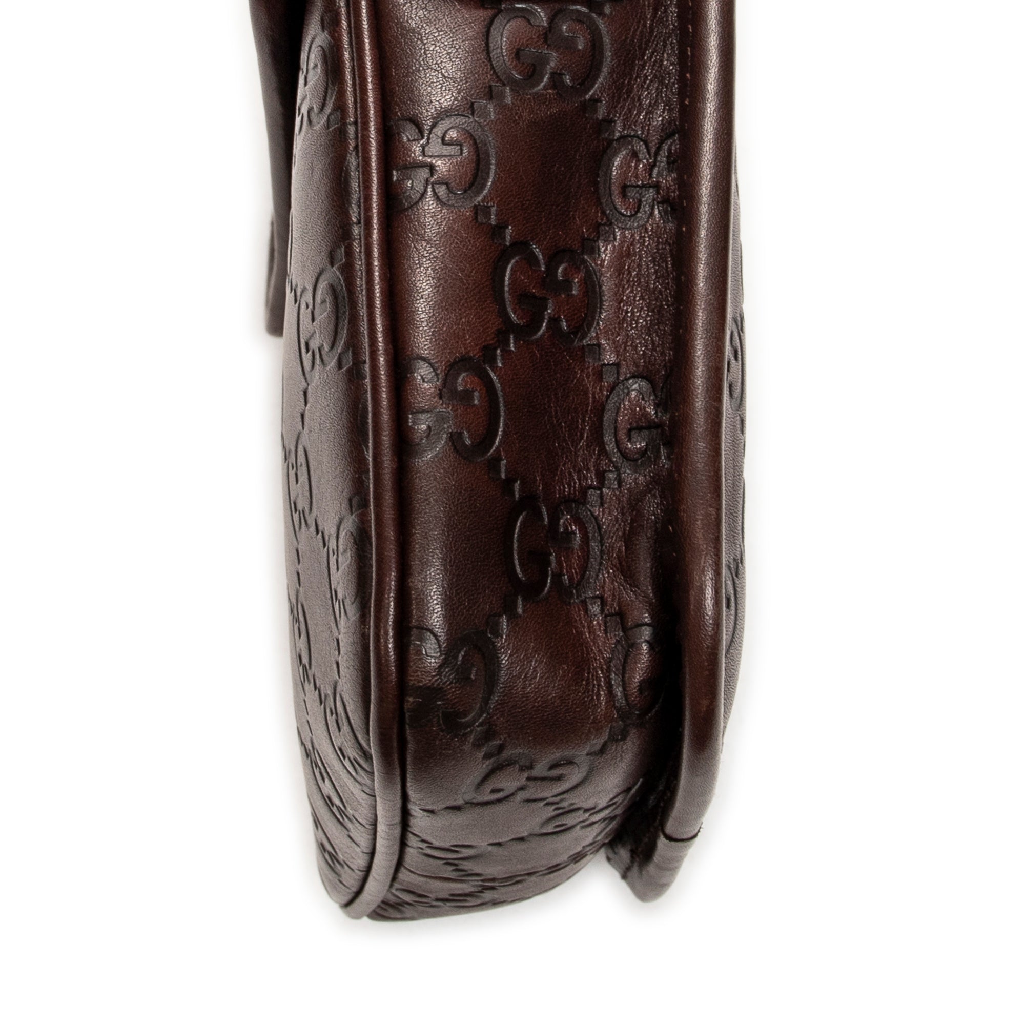 Shoulder Bag Mini Flap Crossbody Dark Brown Guccissima Leather