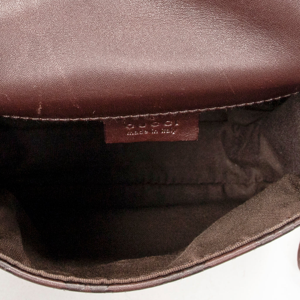 Shoulder Bag Mini Flap Crossbody Dark Brown Guccissima Leather
