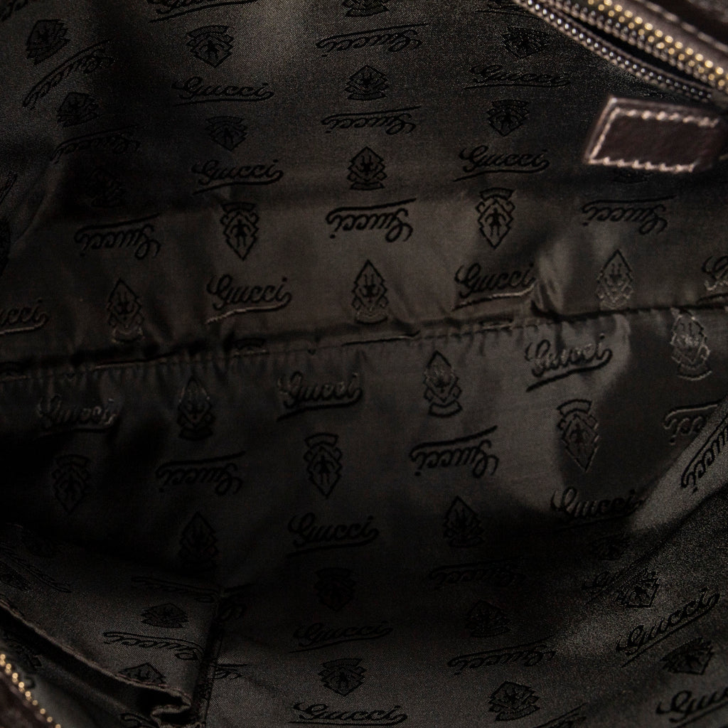Shoulder Bag Large Square Zip Messenger Dark Brown Guccissima Leather