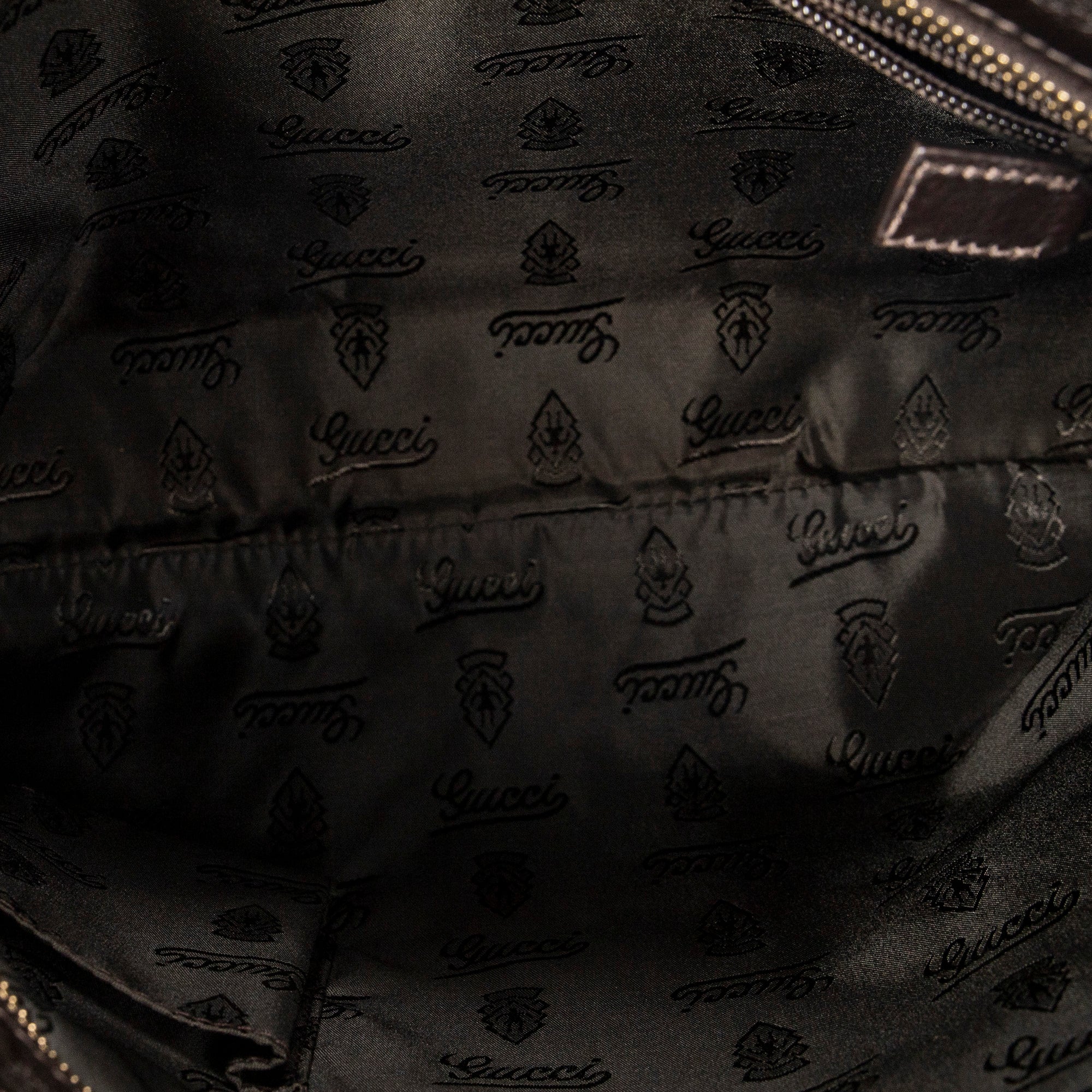 Shoulder Bag Large Square Zip Messenger Dark Brown Guccissima Leather