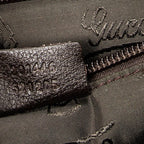 Shoulder Bag Large Square Zip Messenger Dark Brown Guccissima Leather