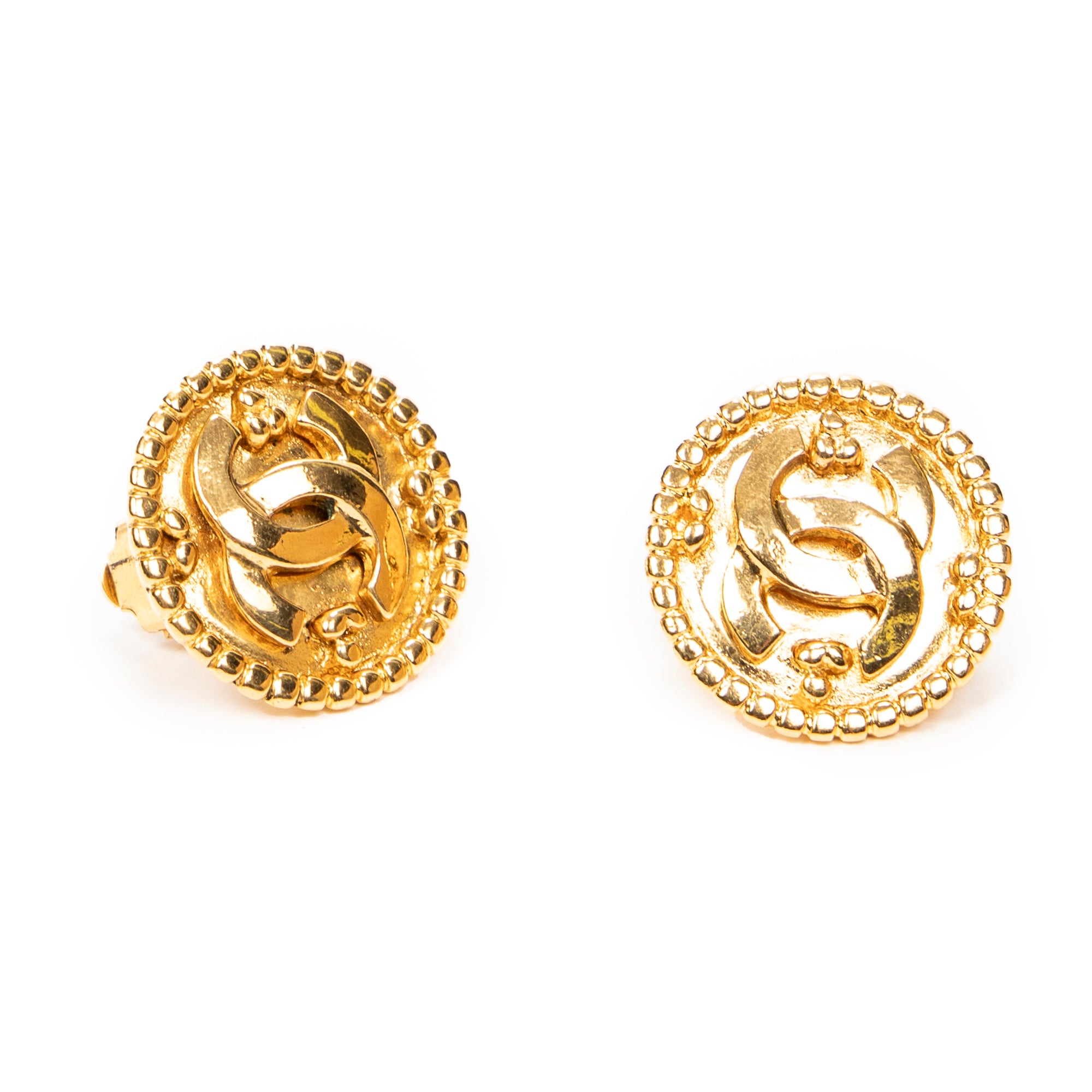 Earrings CC Round Clip On Earrings Gold Gold Plated