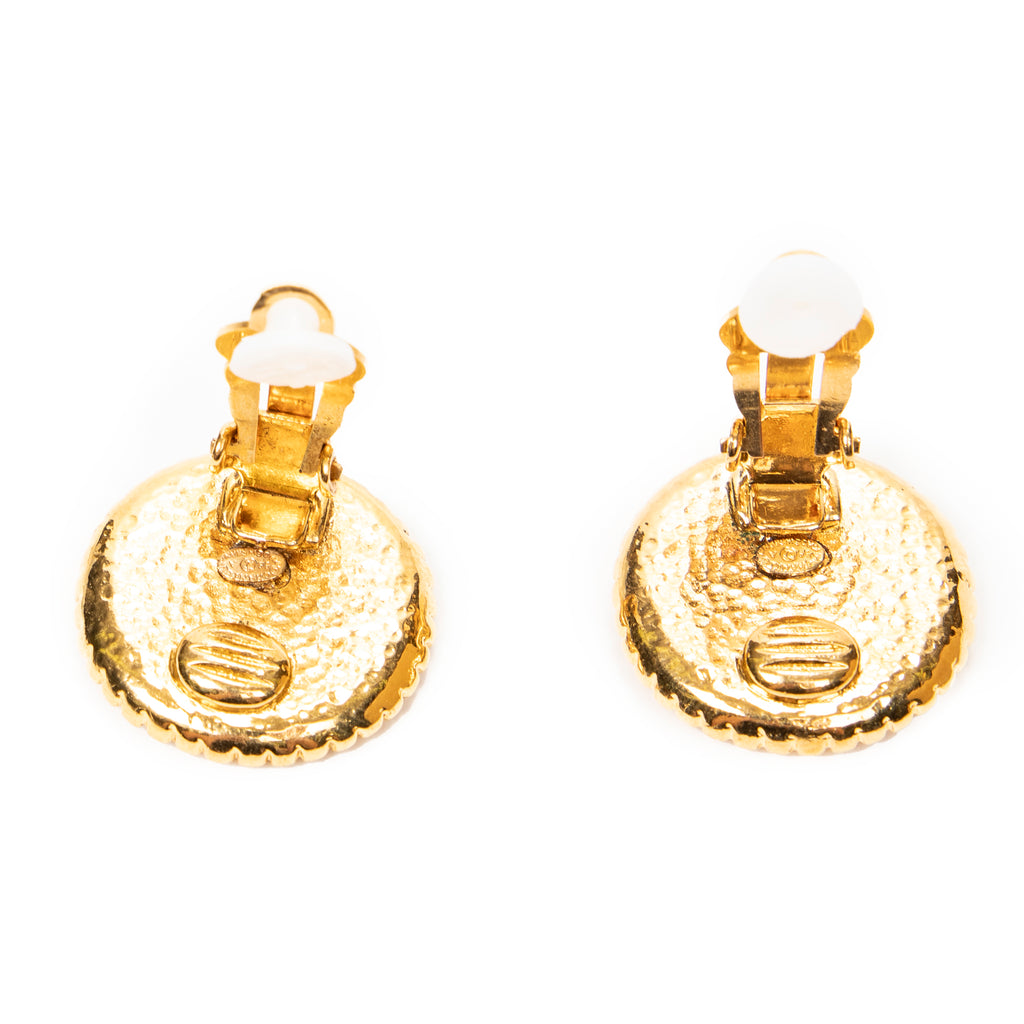 Earrings CC Round Clip On Earrings Gold Gold Plated